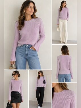 Banana Republic Lilac Ribbed Crewneck Sweater - Women